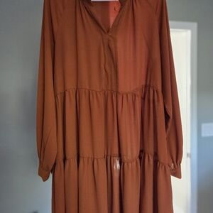 Elegant Brown Tiered Dress